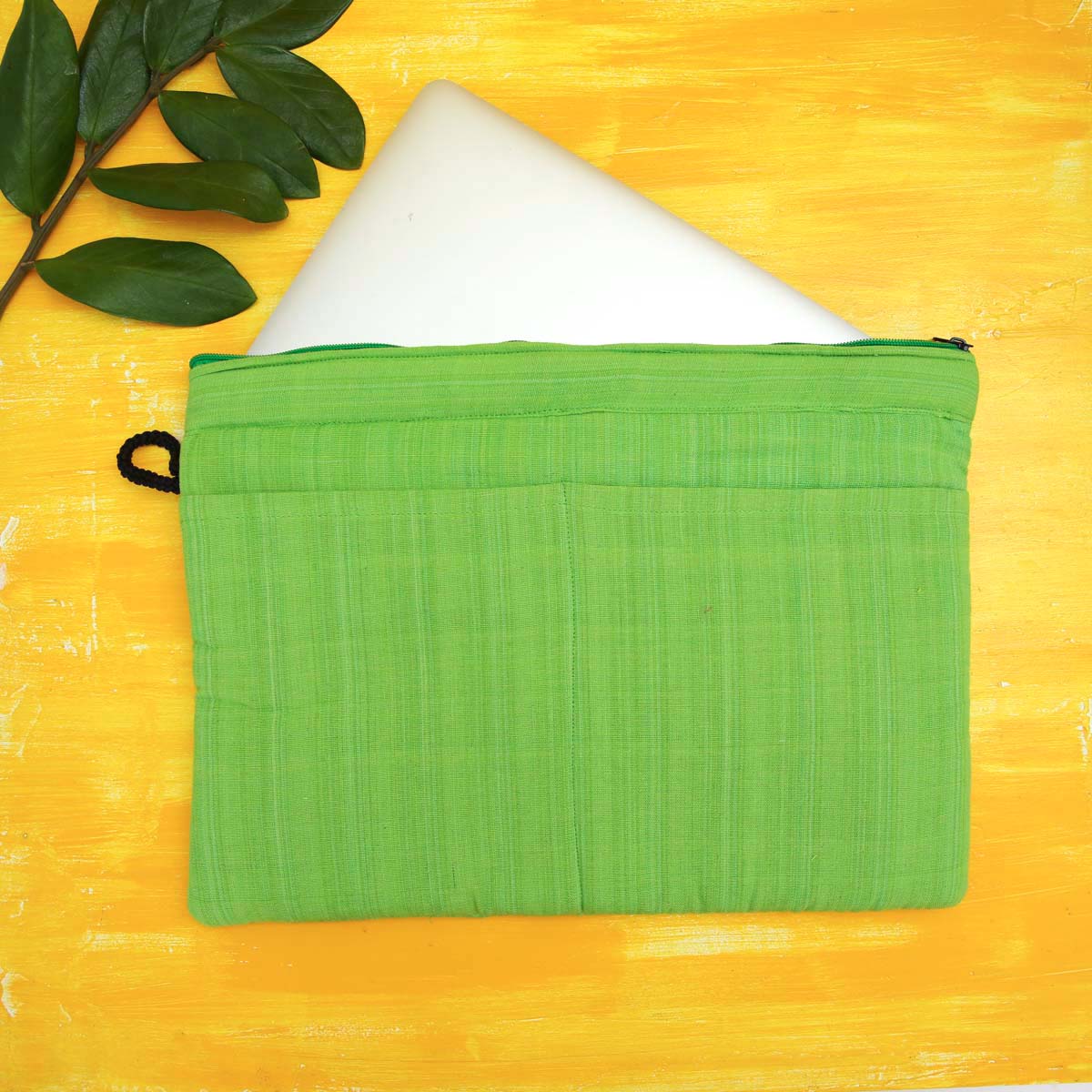 Green Handloom Laptop Case