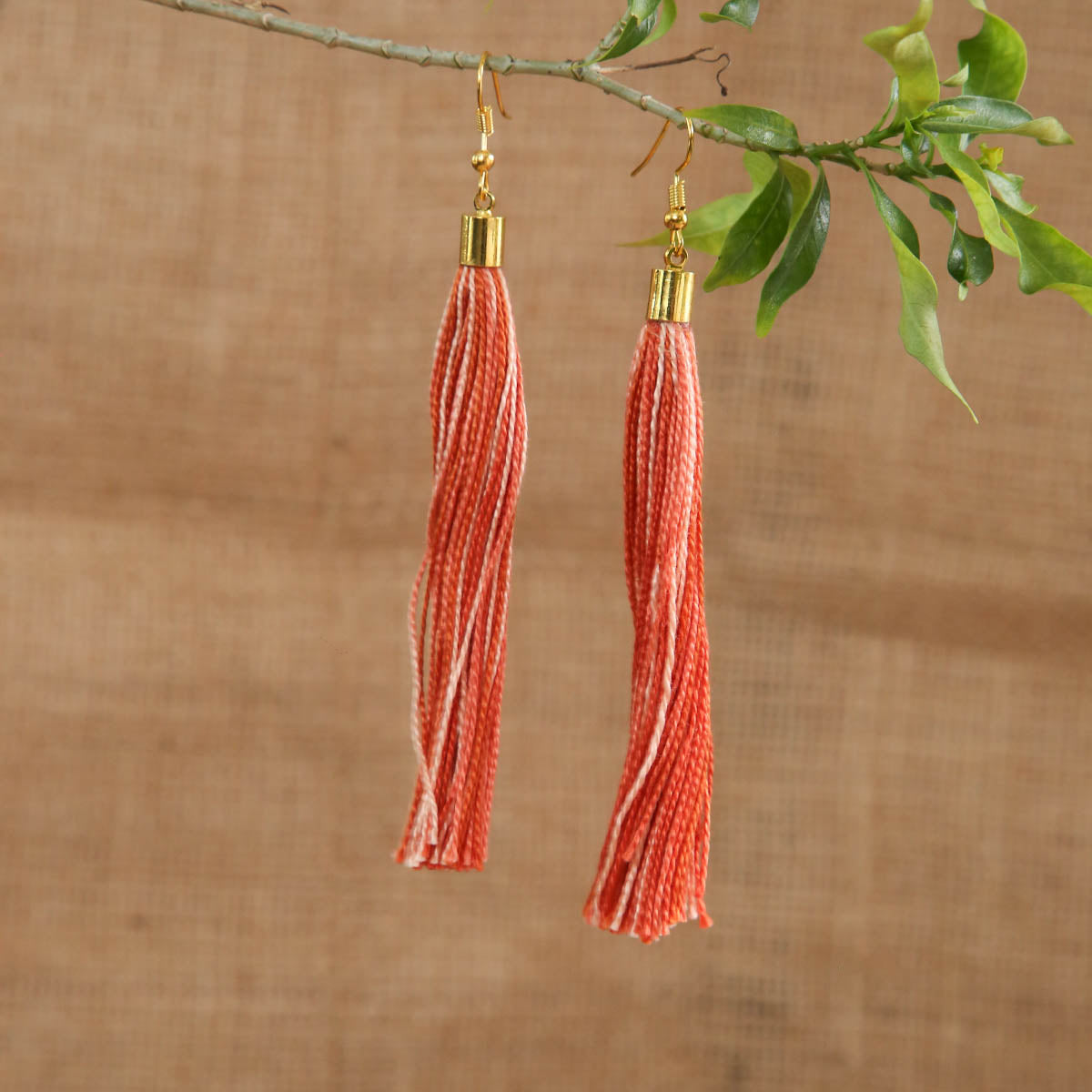 Red & White Tassel Earrings