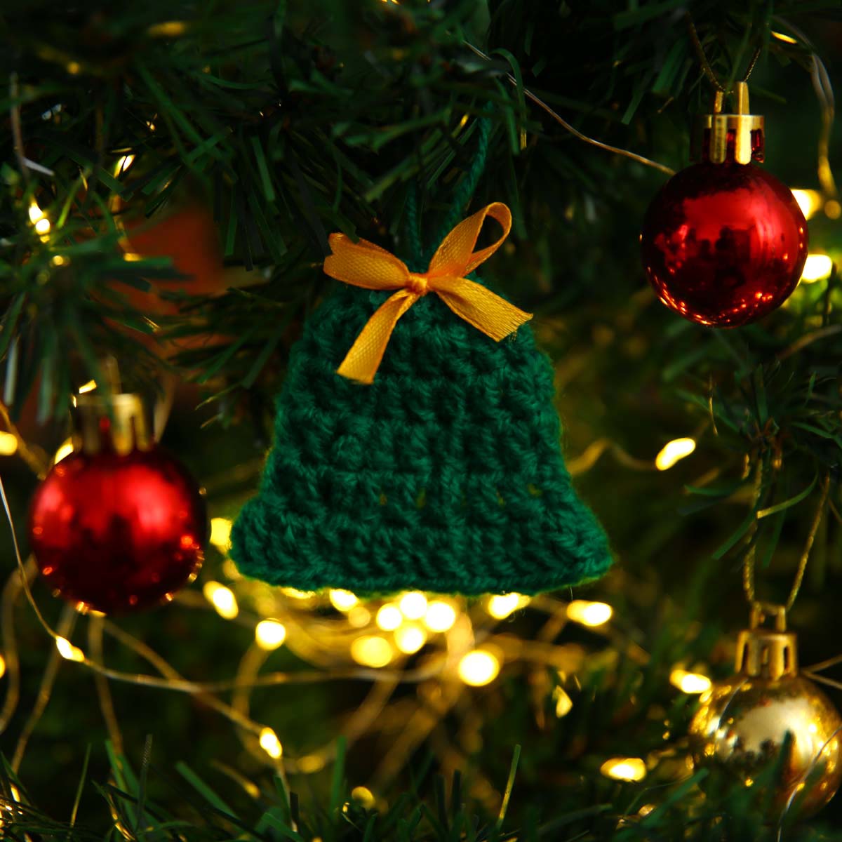 Forest Green Wool Bell Ornament
