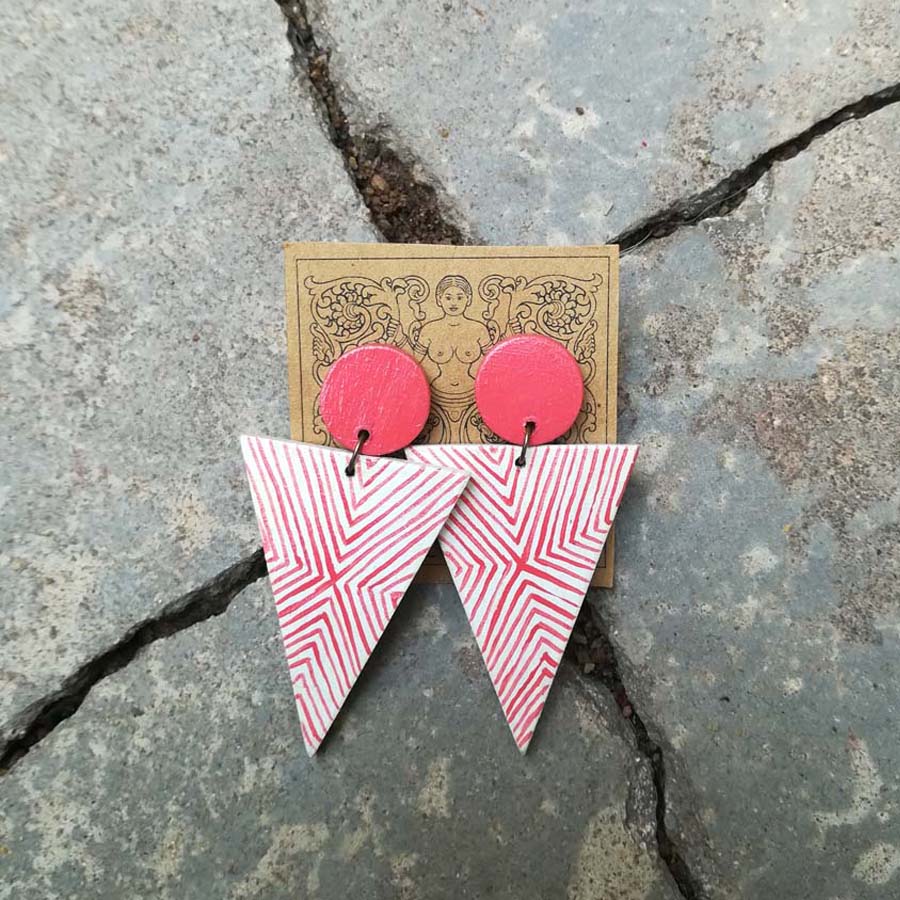 Striped Triangle Paper Earrings