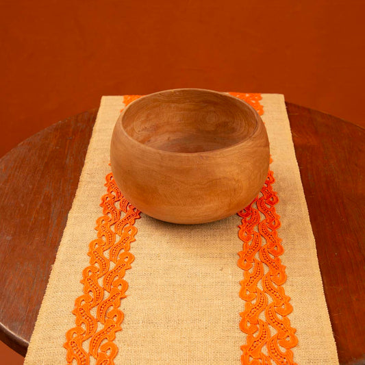 Tangerine Burlap Table Runner