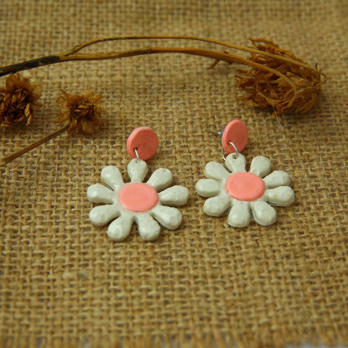 Embossed Daisy Earrings
