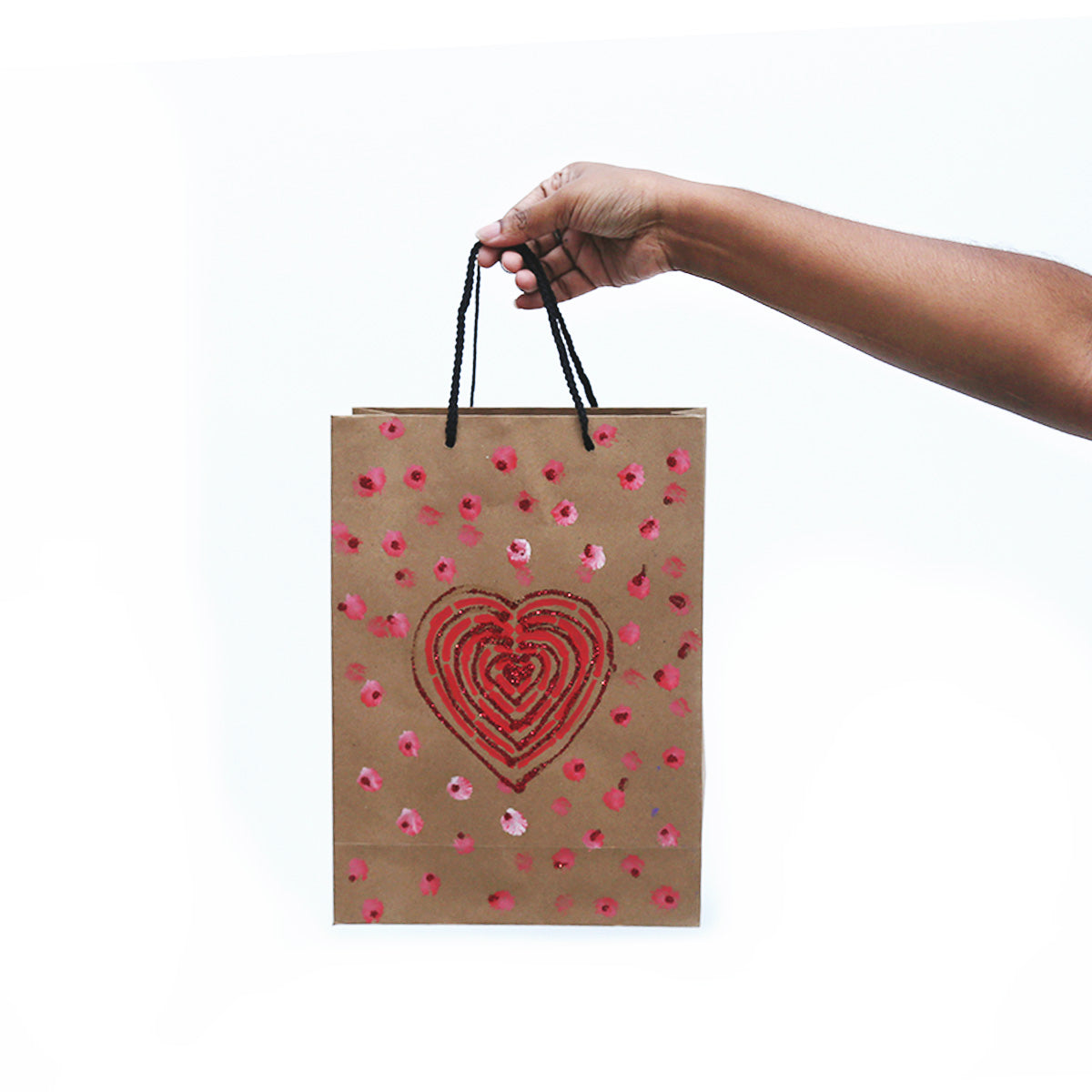 Sparkly Heart Hand Painted Gift Bag