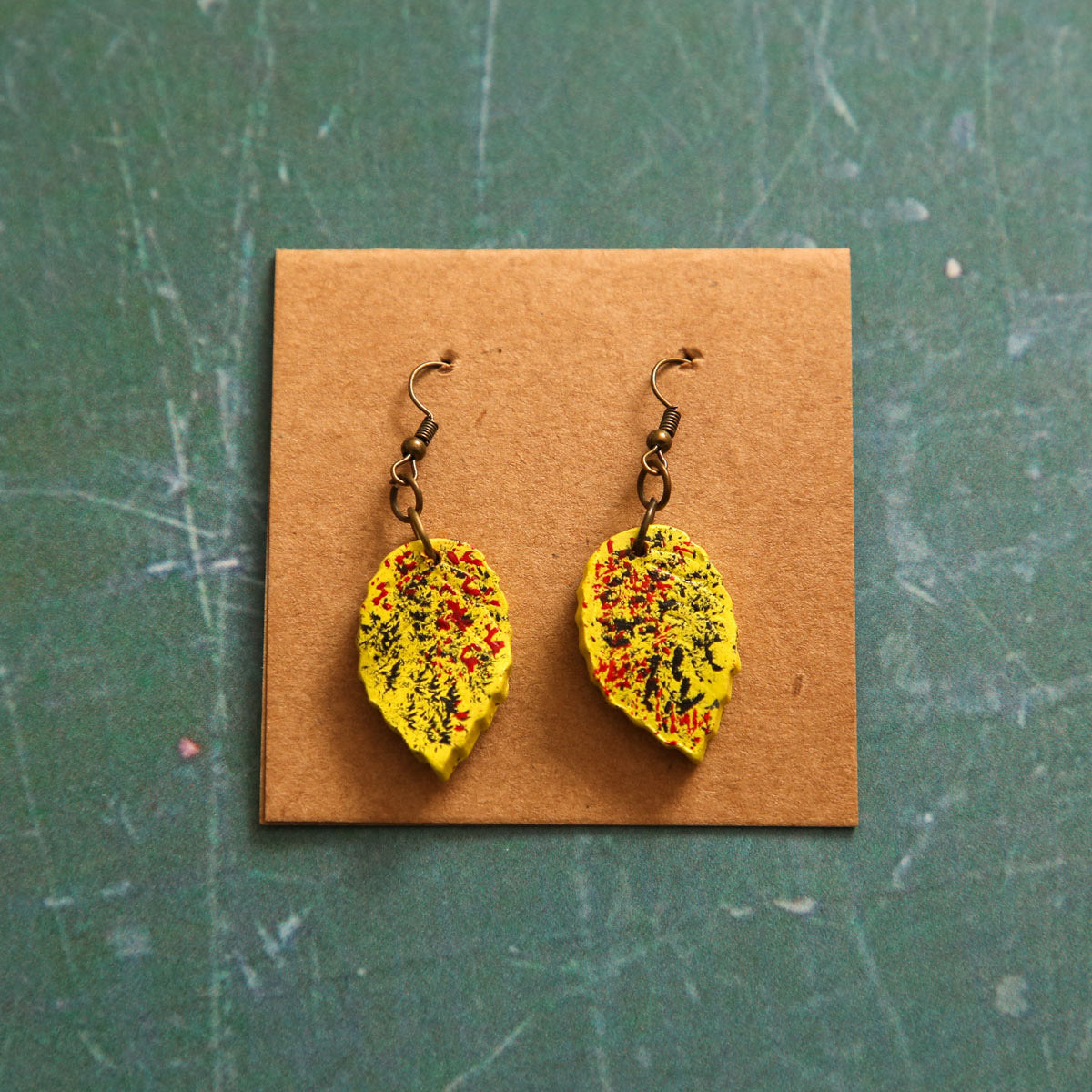 Splatter Leaf Earrings