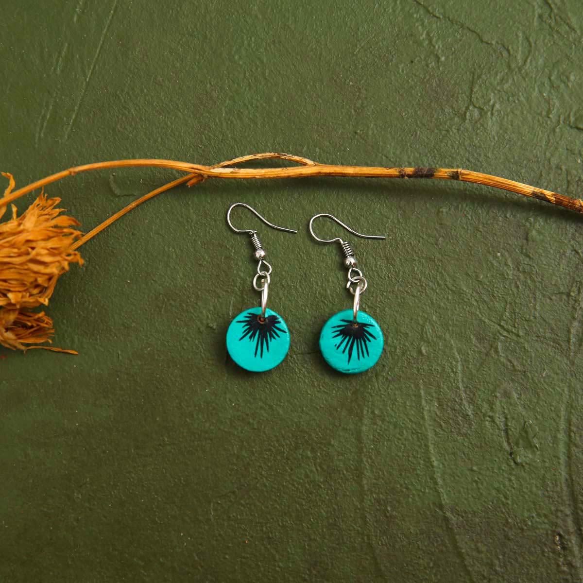 Teal Moon Terracotta Earrings