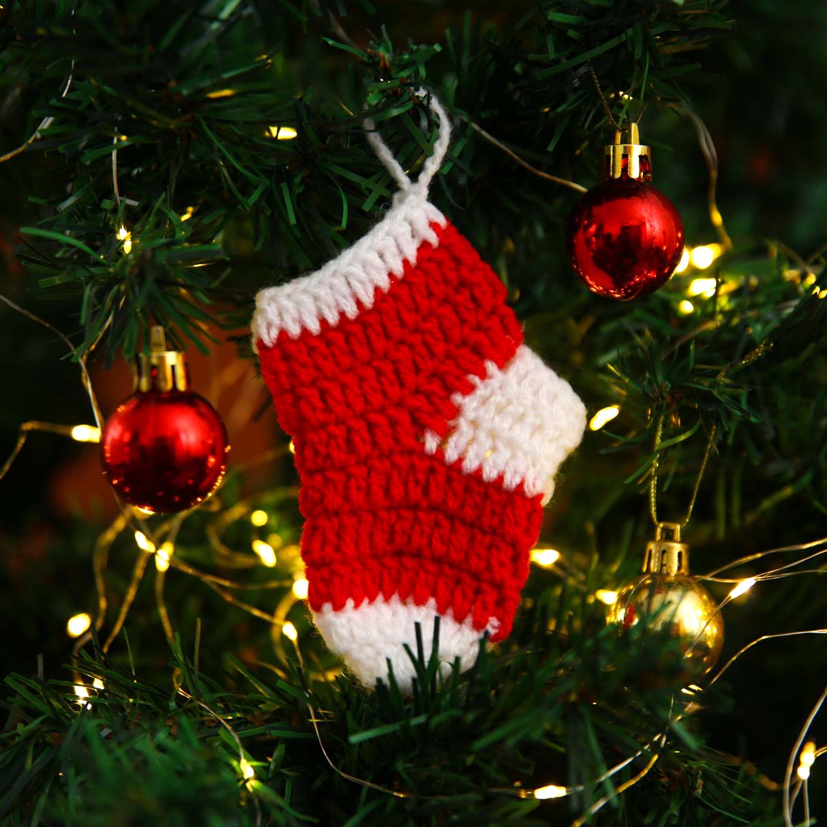 Santa's Stocking Wool Ornament