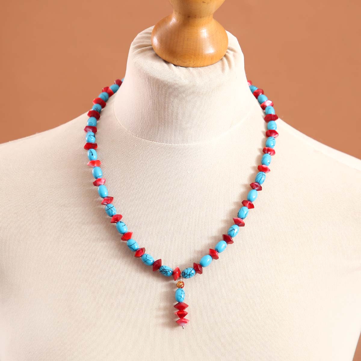 Red & Blue Beaded Necklace
