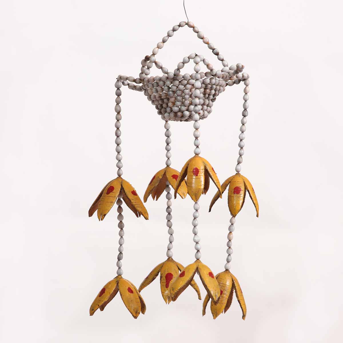 Yellow Beaded Macrame Lantern