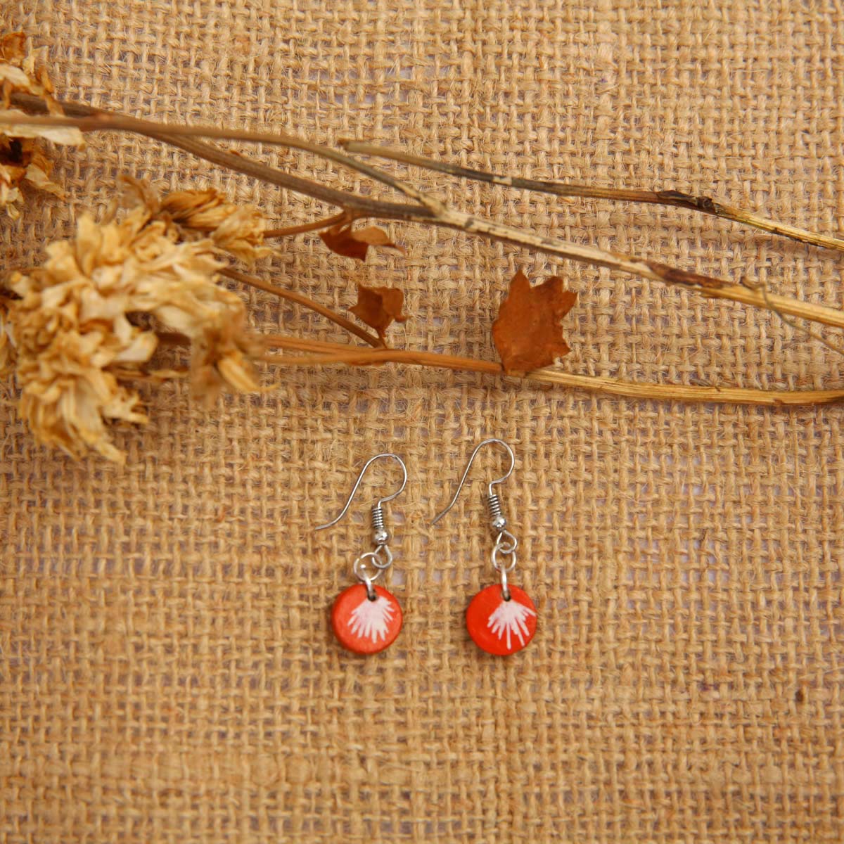 Orange Sphere Terracotta Earrings