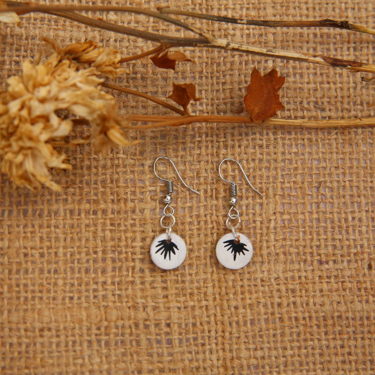 White Sphere Terracotta Earrings