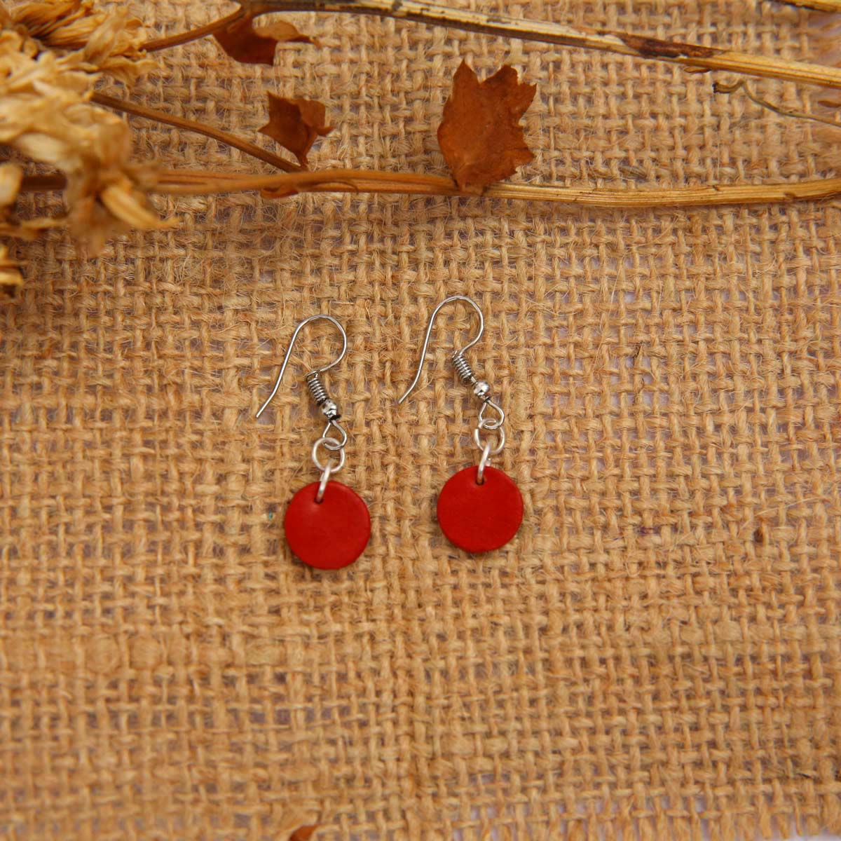 Red Sphere Terracotta Earrings