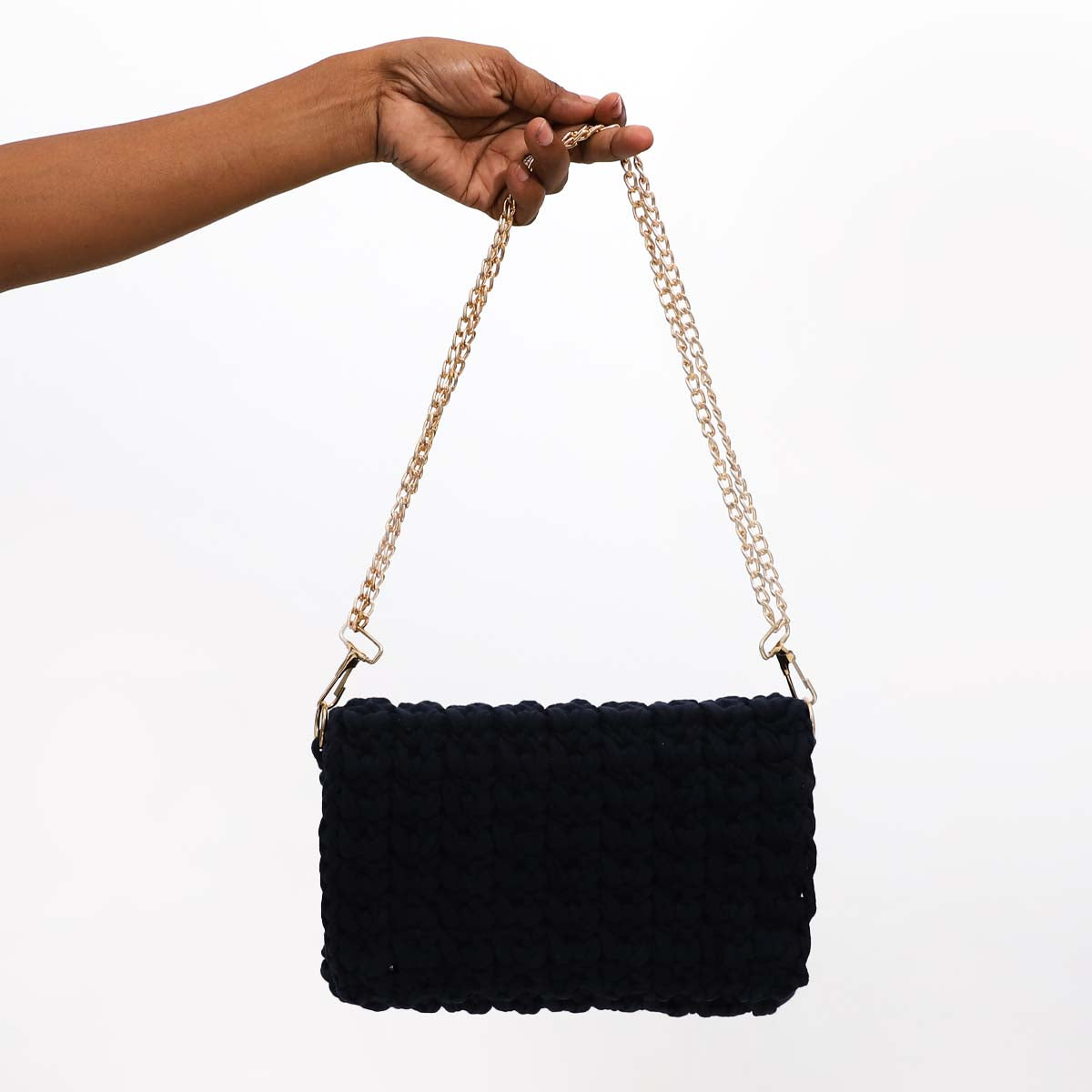Navy Crotchet Clutch with Chain