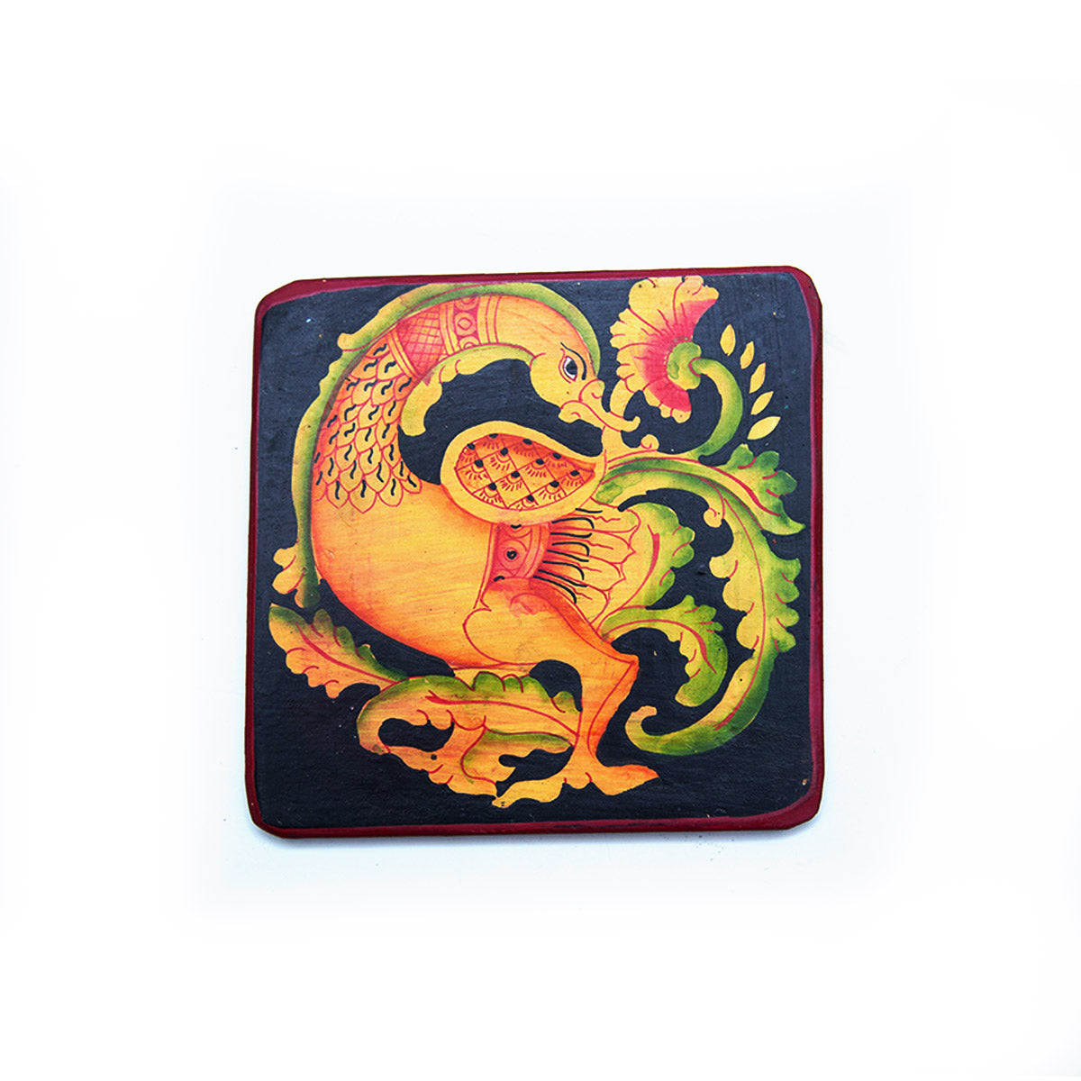 Orange Swan Traditional Wooden Coaster
