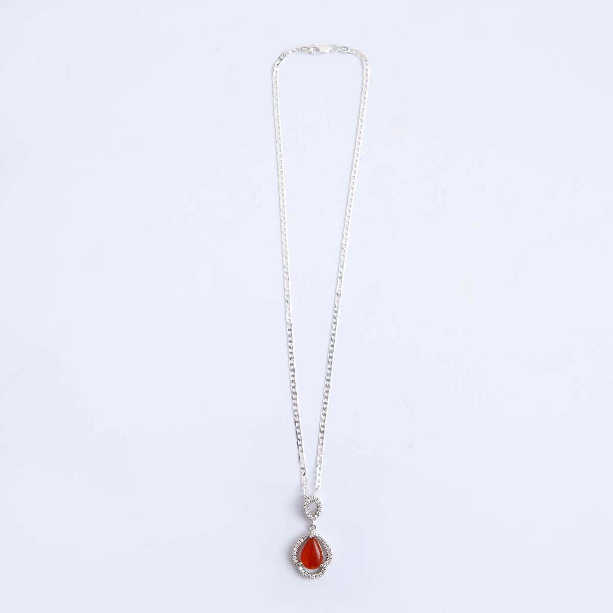 Silver Agate Pendant & Chain