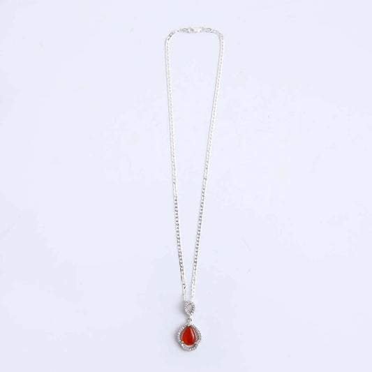 Silver Agate Pendant & Chain