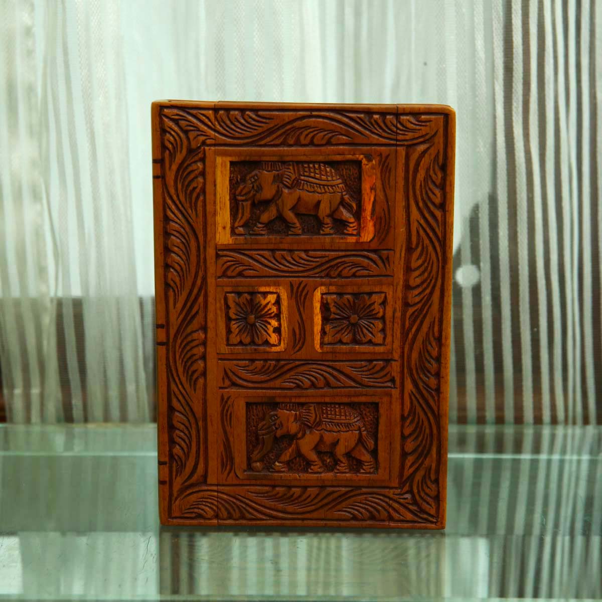 Elephant & Nelum Wooden Decorative Box
