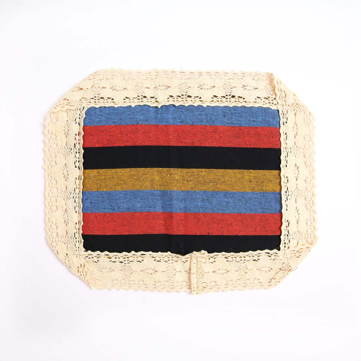 Blue Striped Handloom & Lace Place Mat