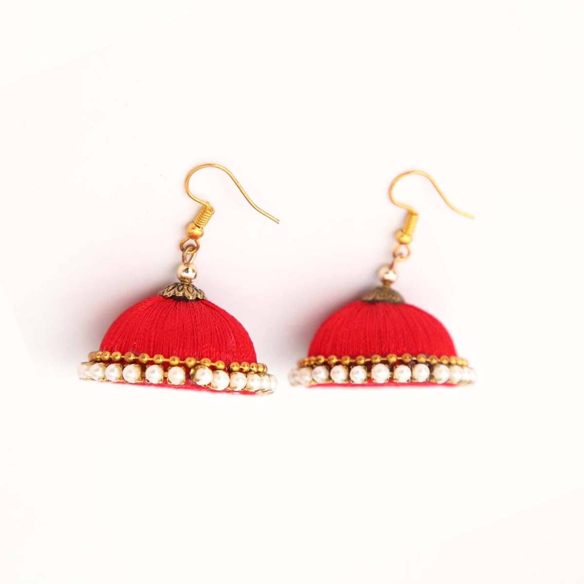 Crimson Jhumka Earrings