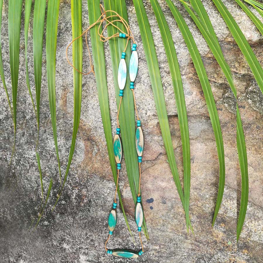 Turq Wooden Necklace