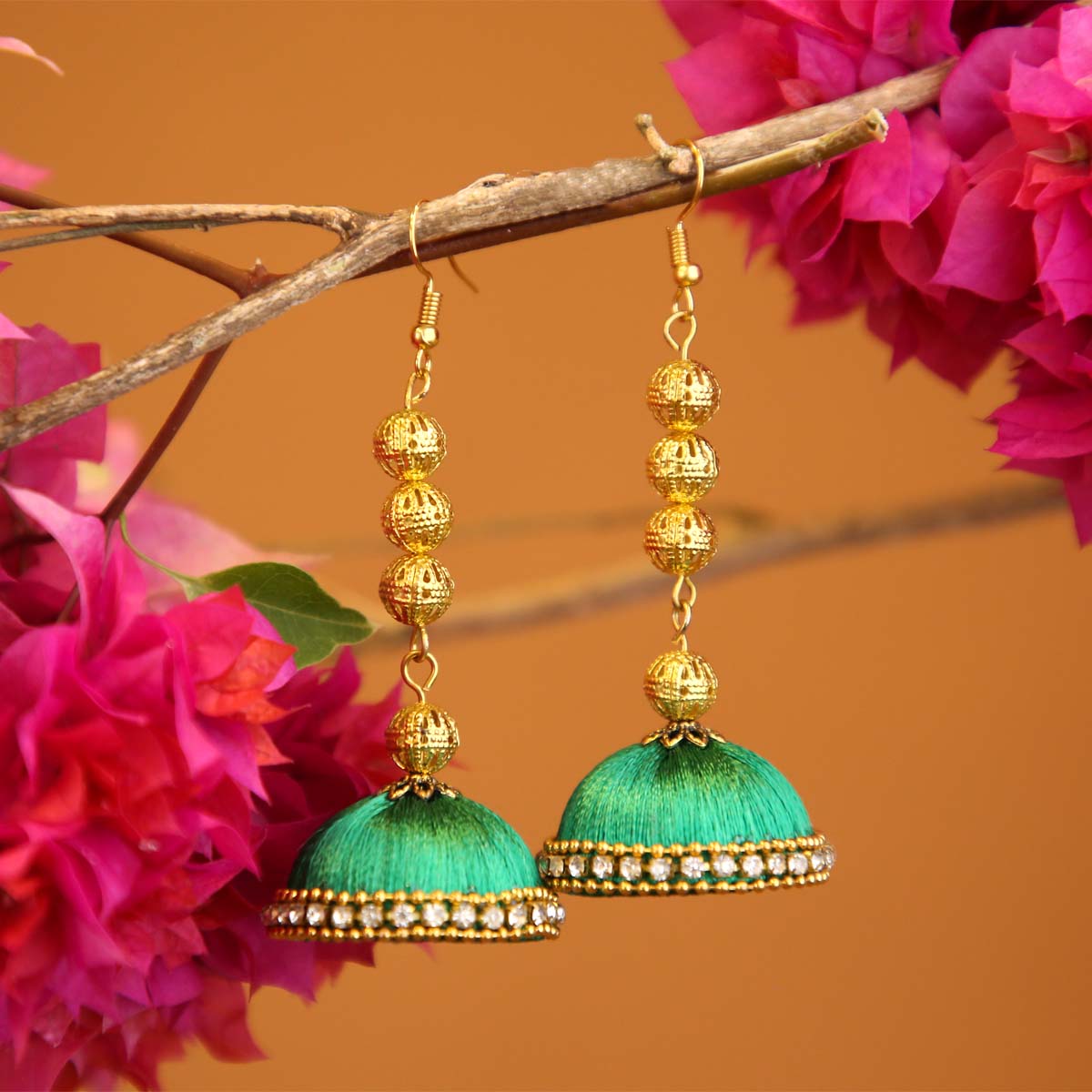 Emerald Jhumka Earrings