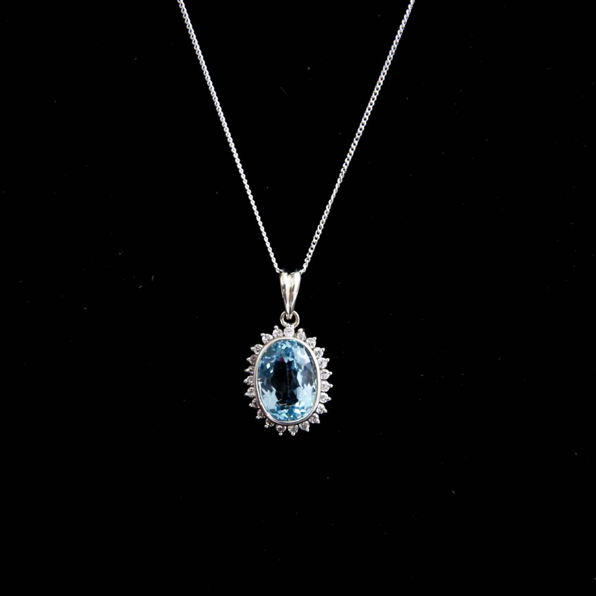 Silver Blue Topaz Pendant & Chain