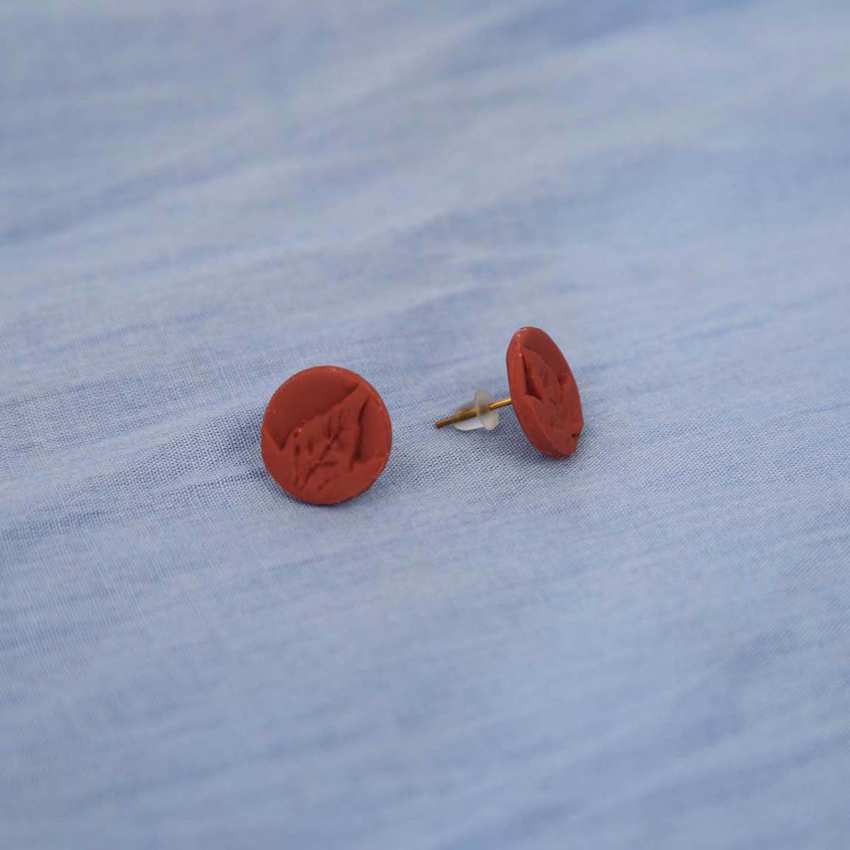 Tri Color Maple Leaf Stud Earrings