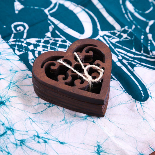 Decorative Wooden Heart Coaster Set