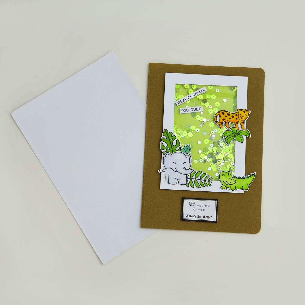 Jungle Animal Shaker Birthday Card