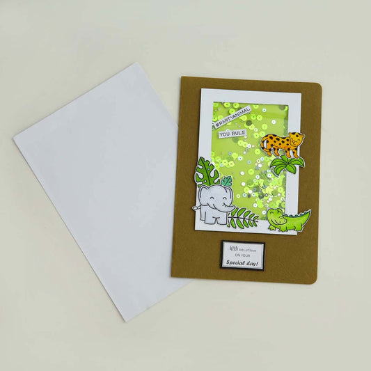 Jungle Animal Shaker Birthday Card