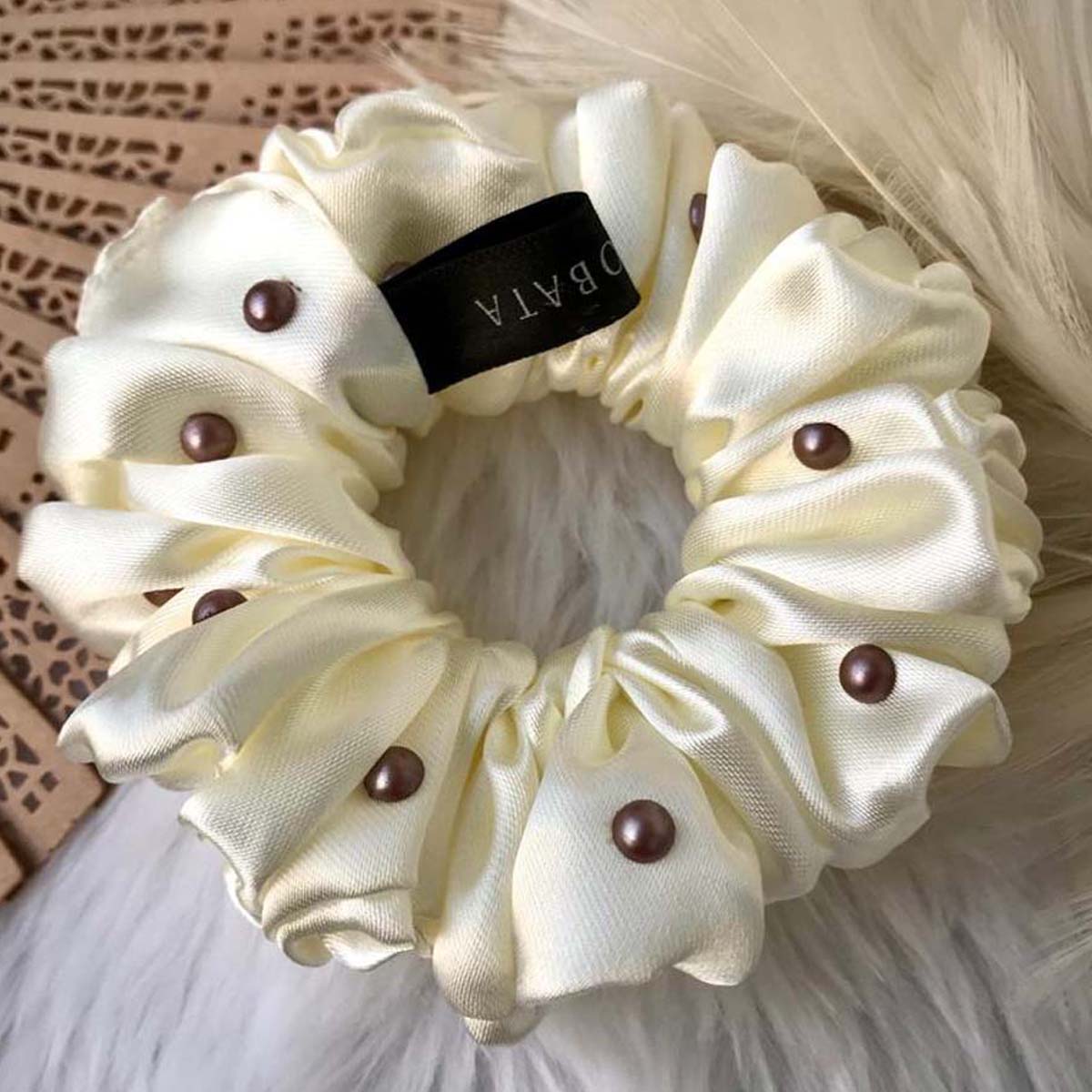 Margaret Valley Pearl Satin Scrunchie