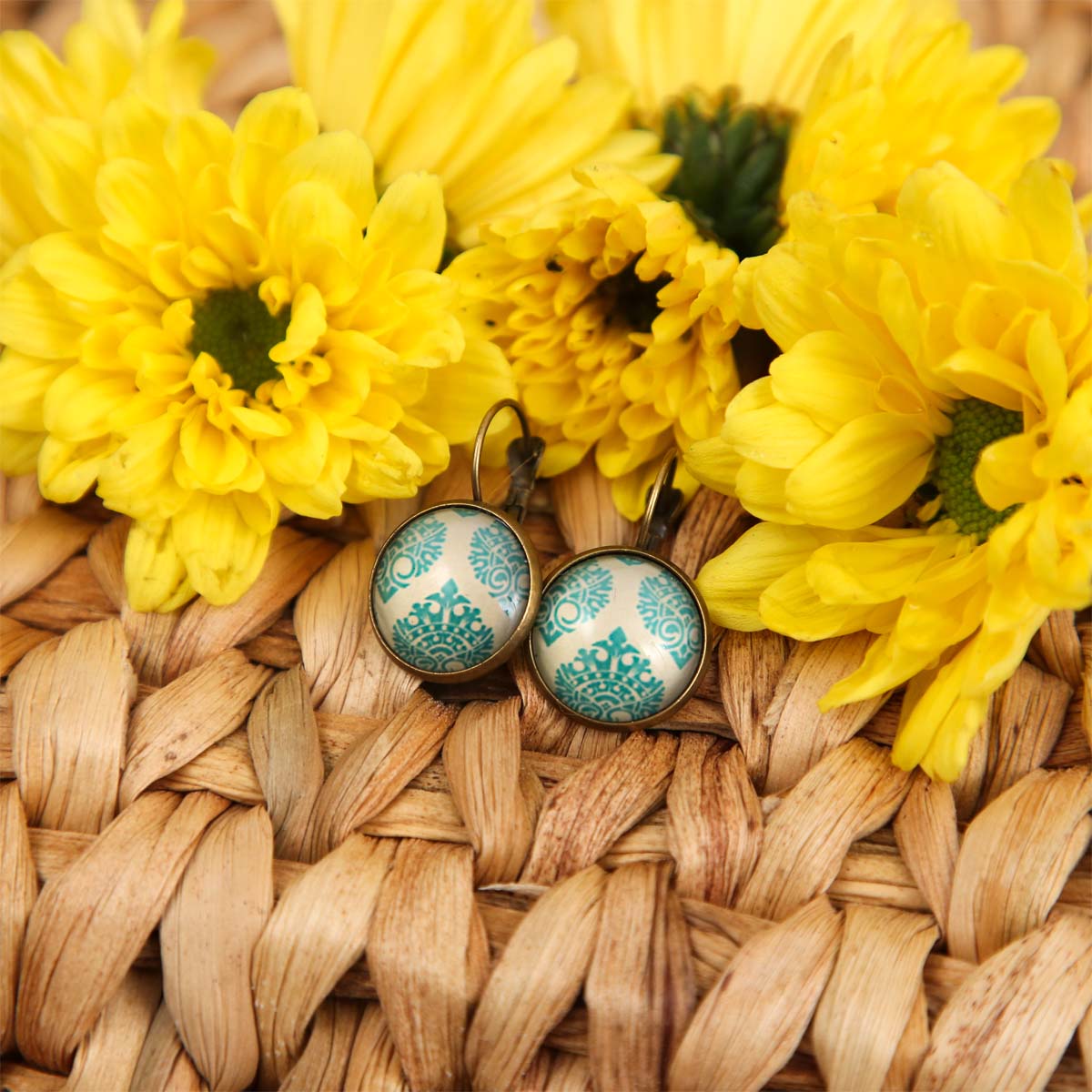 Turq Leaves Earrings