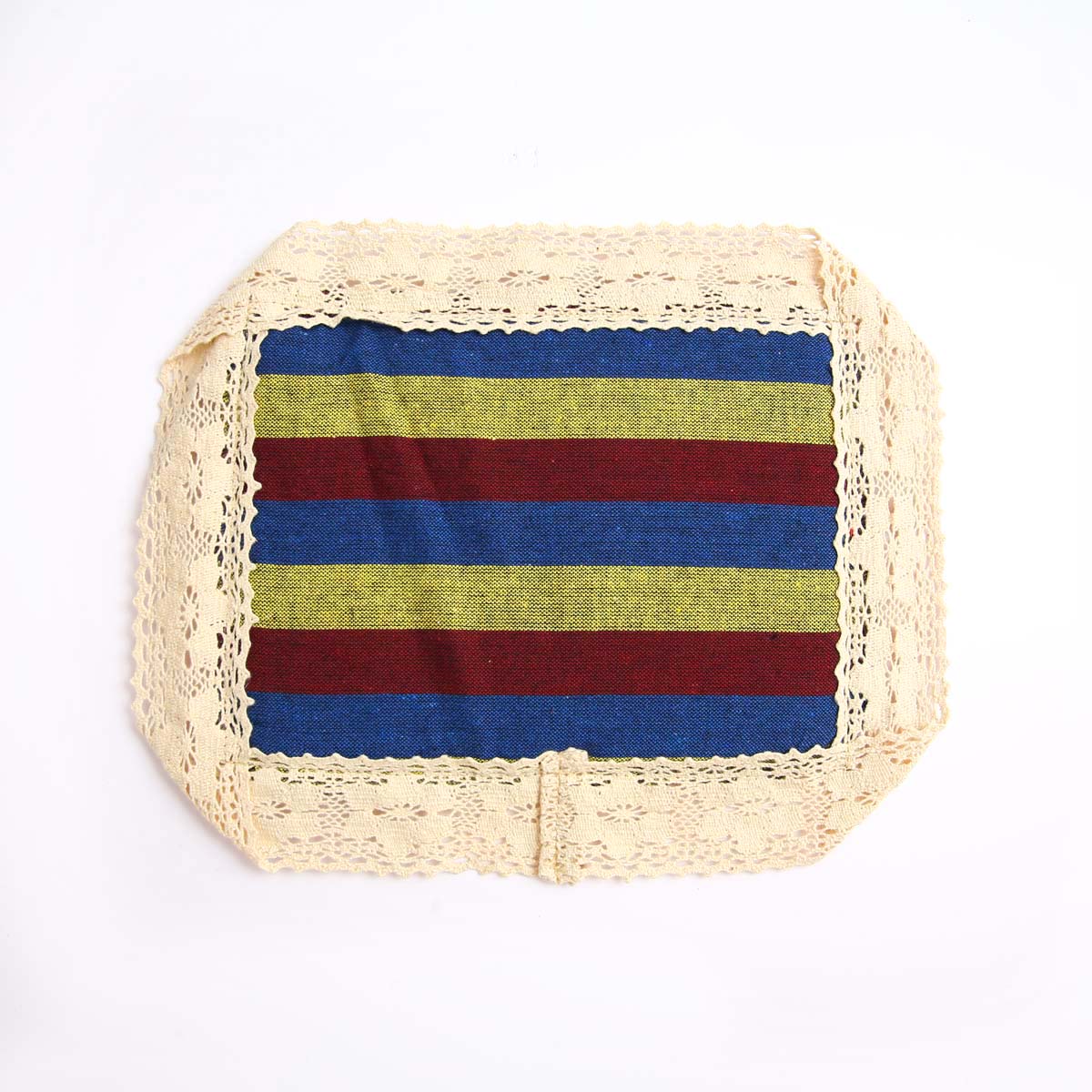 Striped Handloom & Lace Place Mat