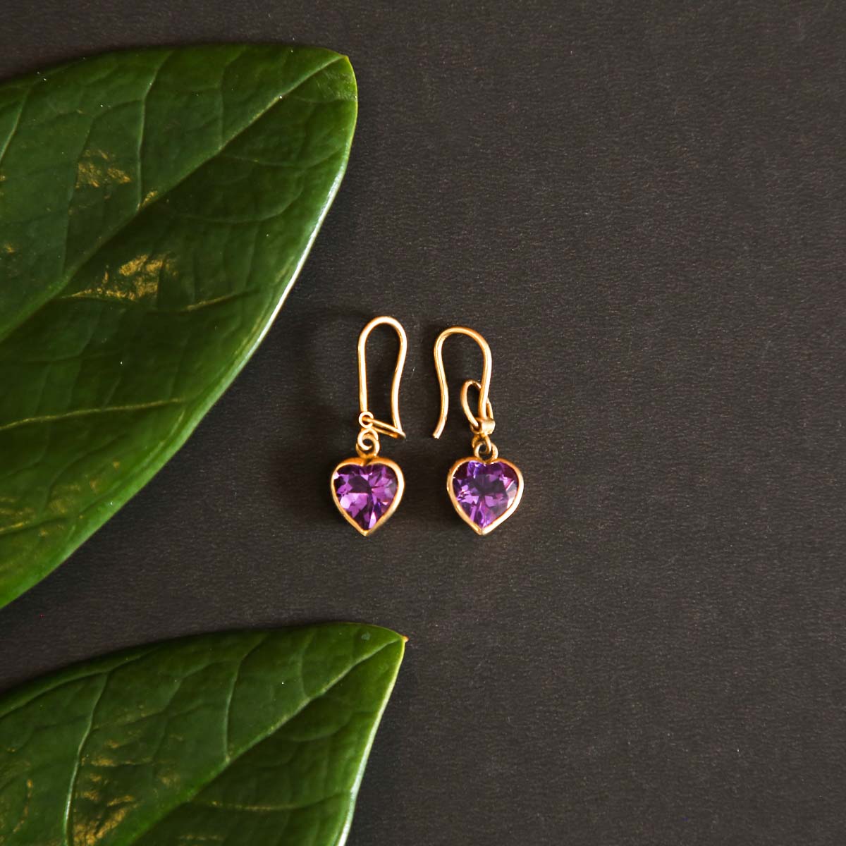 Amethyst Heart Earrings