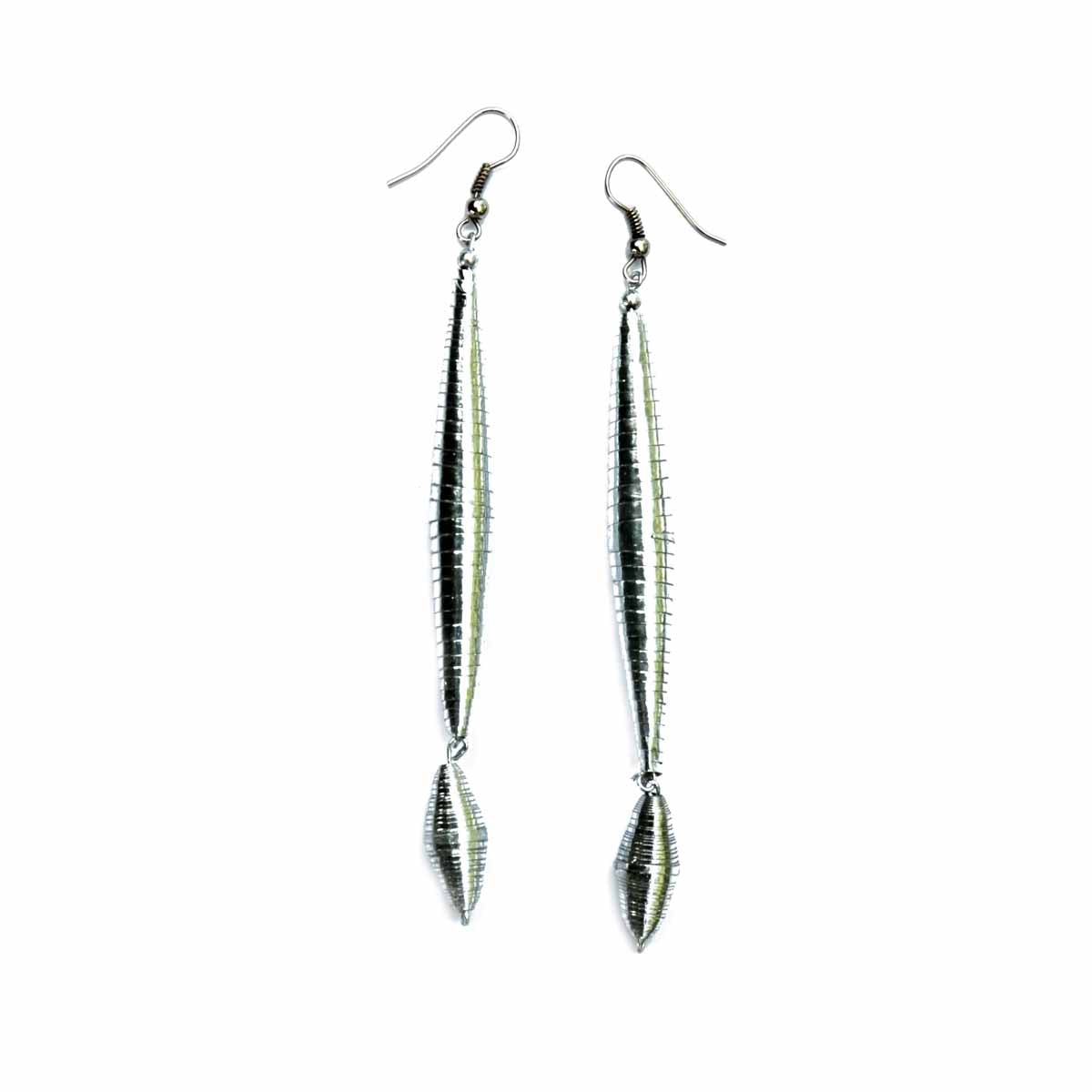 Long Silver Bead Earrings