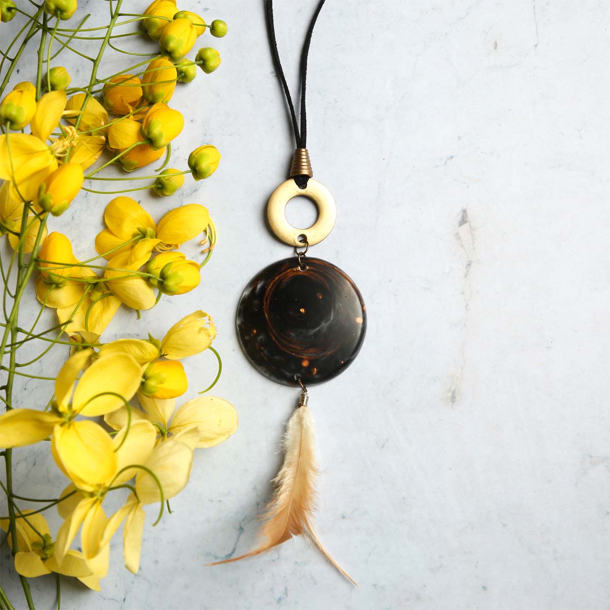 Swirl Feather Necklace