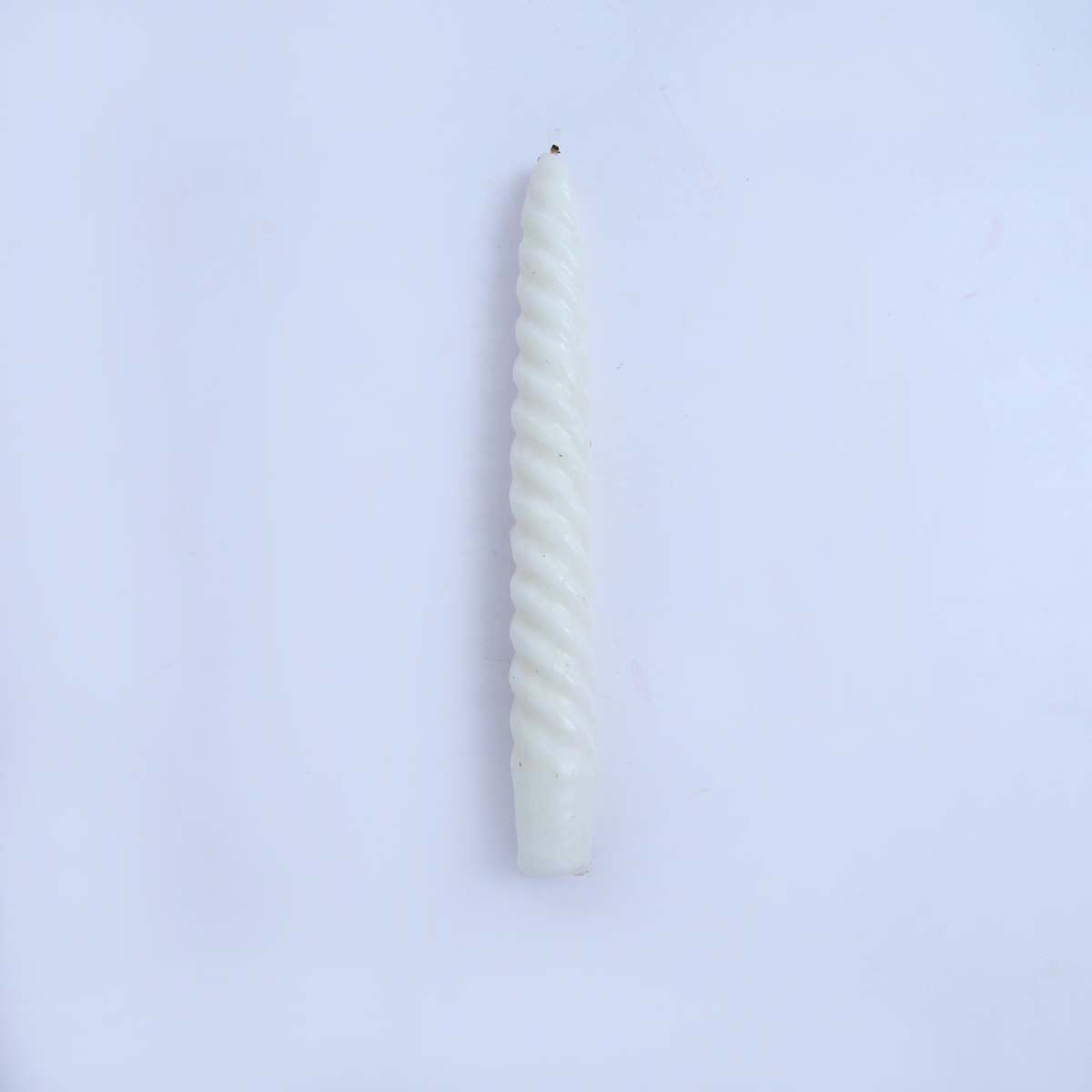 Spiral White Candle 8"