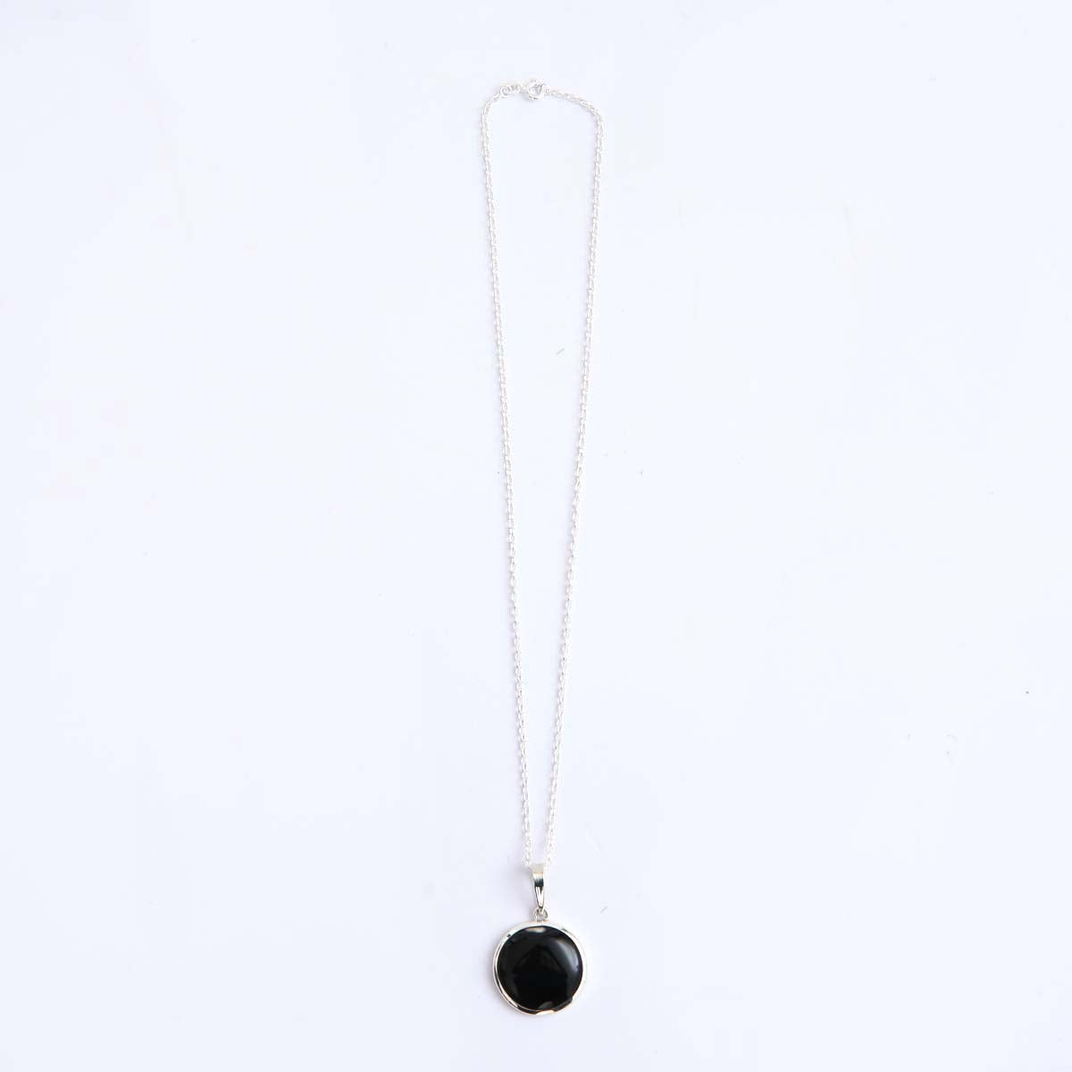 Silver Black Onyx Pendant & Chain