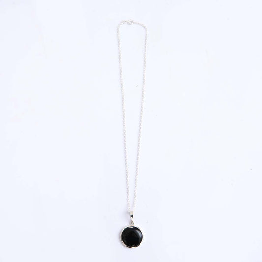 Silver Black Onyx Pendant & Chain