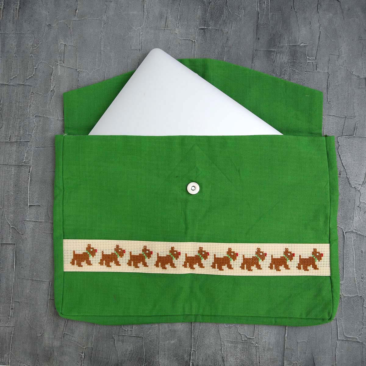 Green Dog Handloom Laptop Case