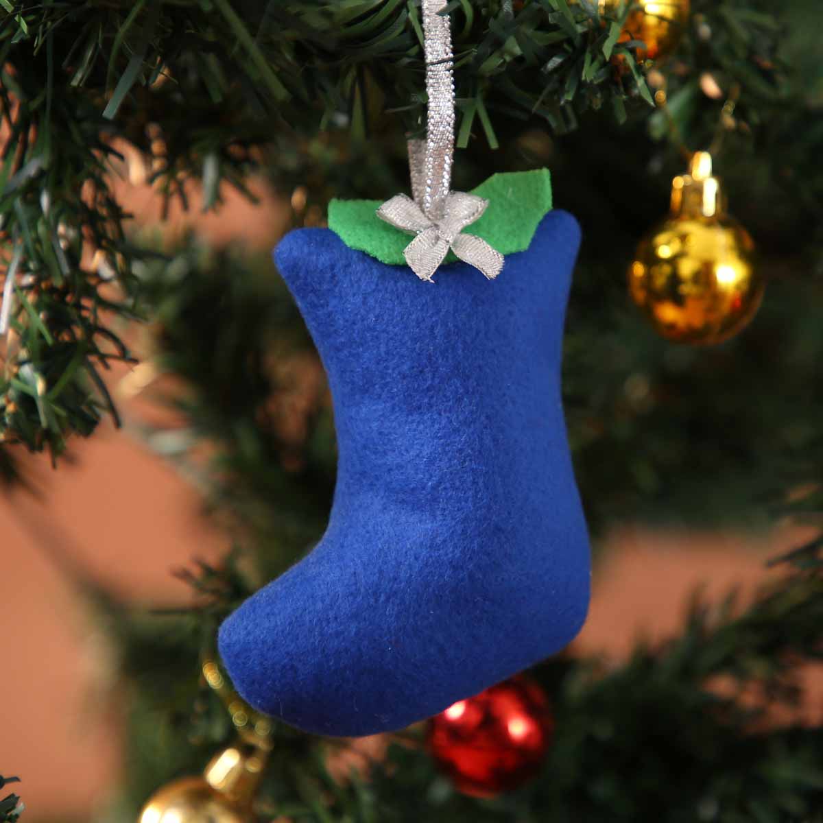 Icy Blue Felt Stocking Ornament