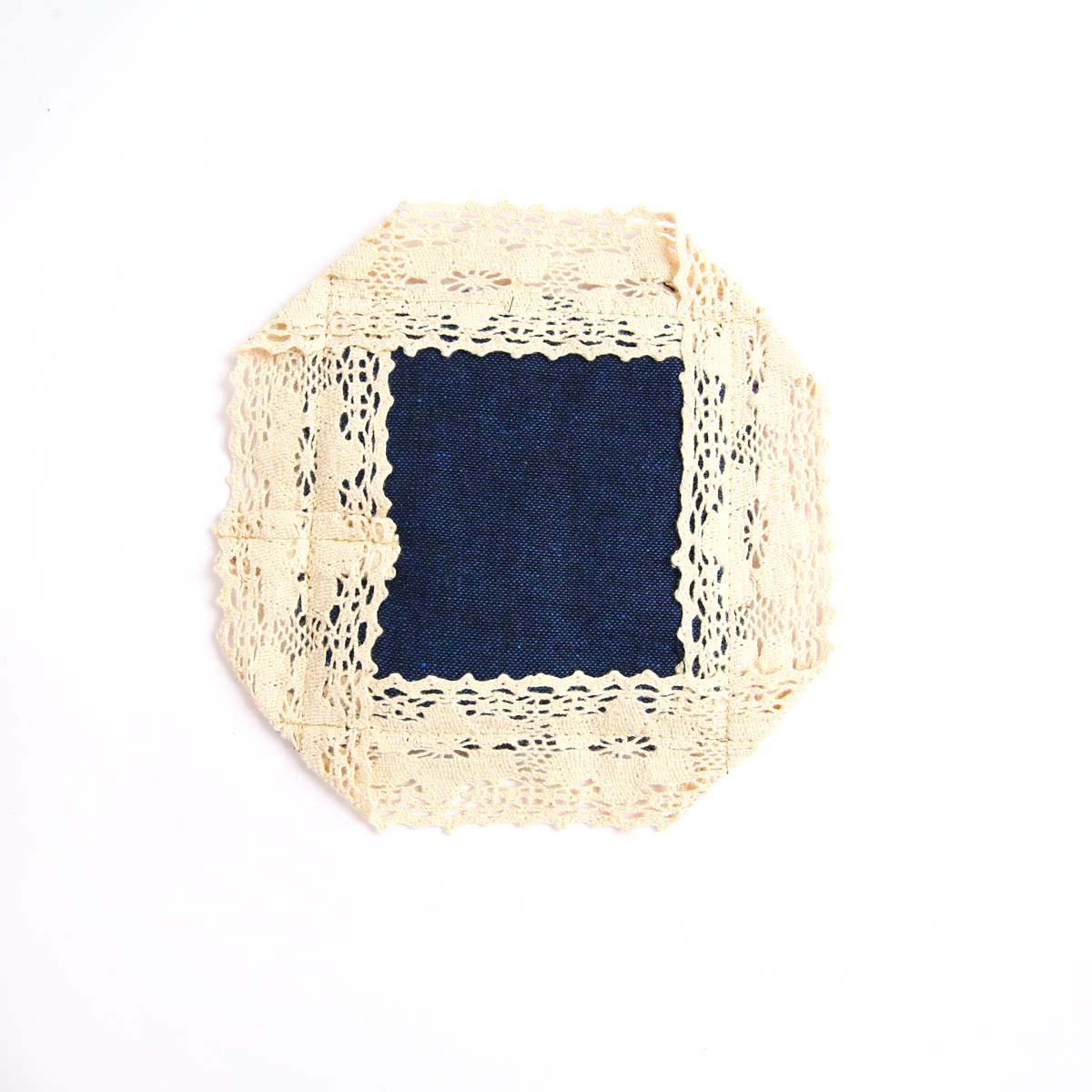 Blue Handloom & Lace Coaster