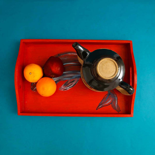 Red Whale Wooden Tray