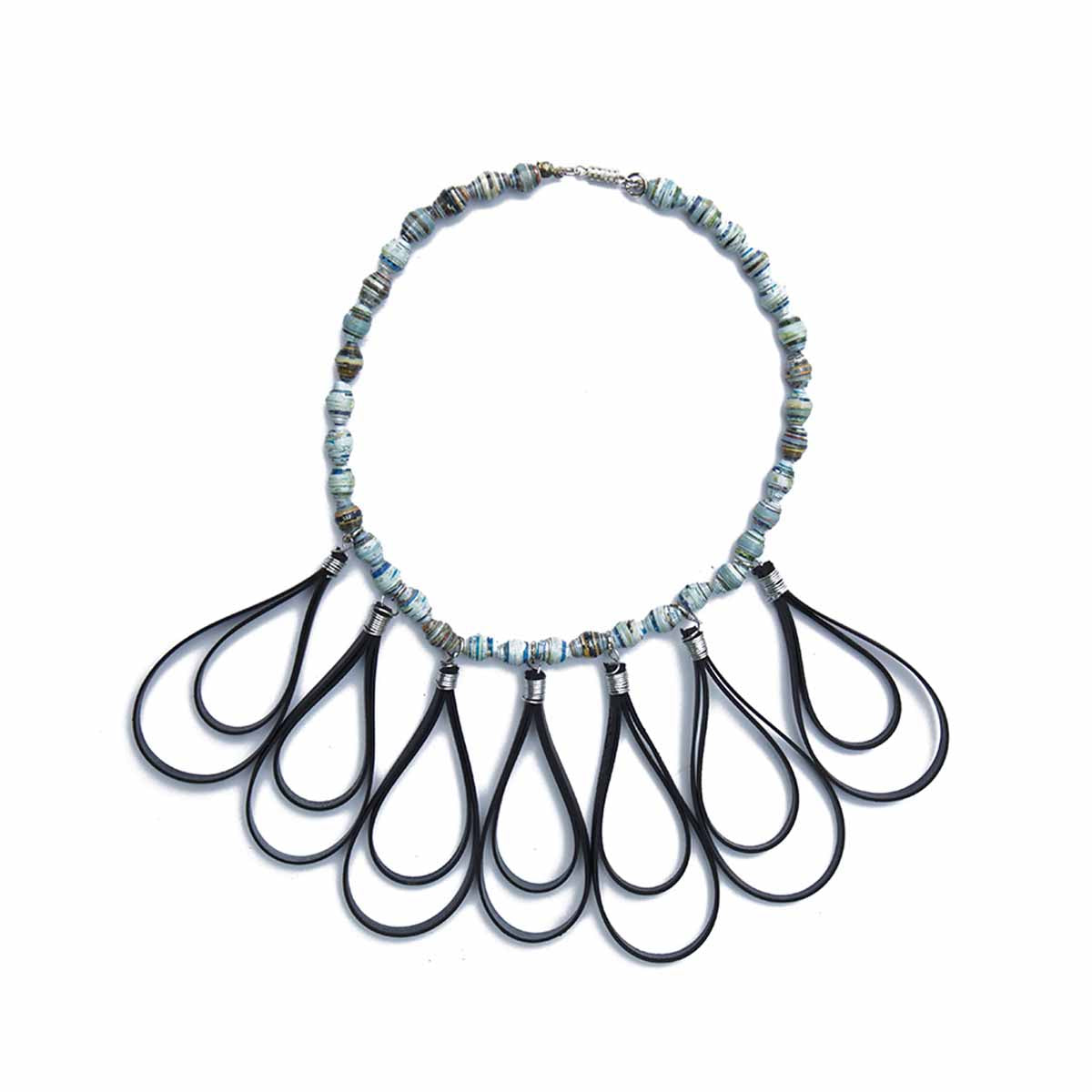 Paper Bead Bike Tyre Loops Necklace