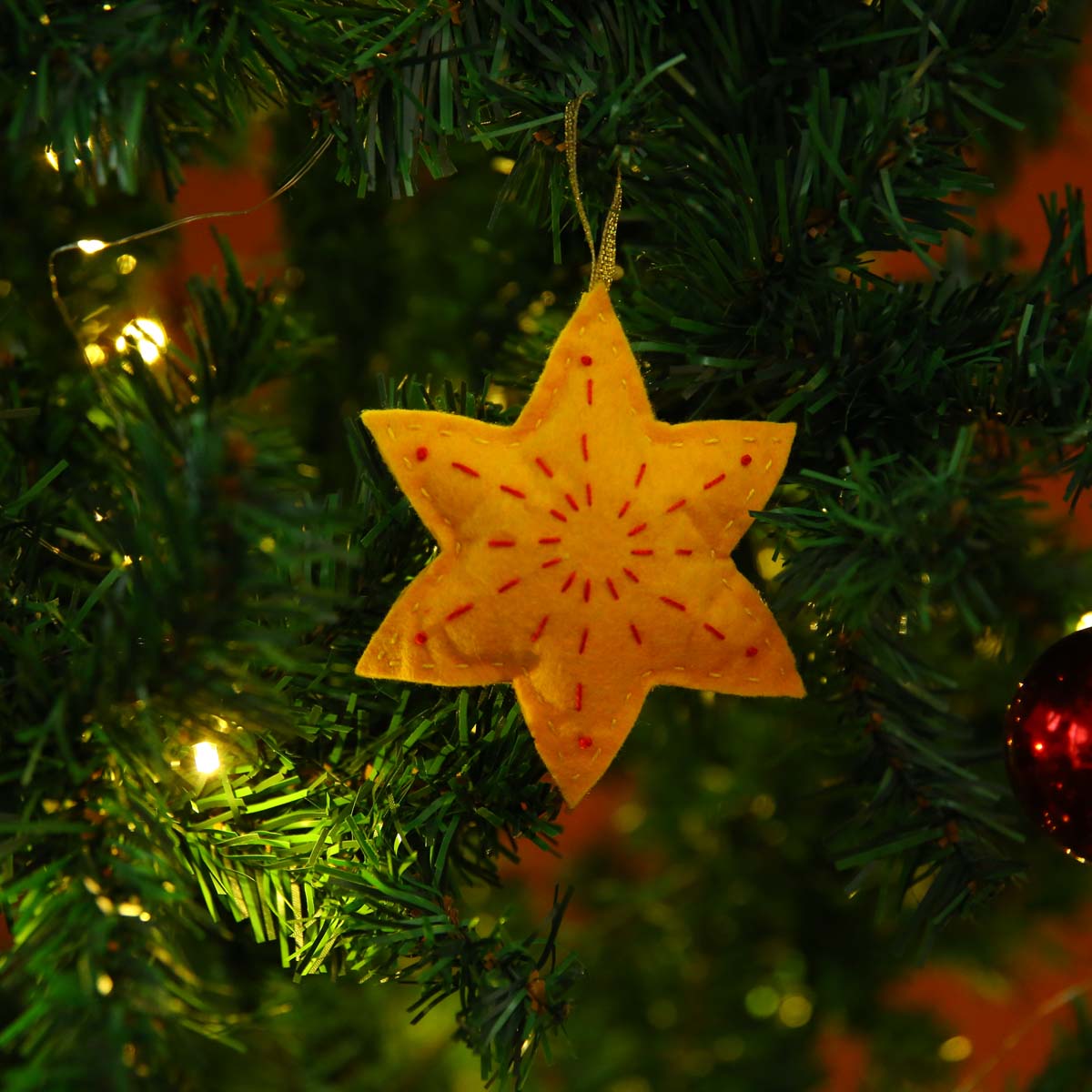 Yellow & Red Celestial Star Ornament