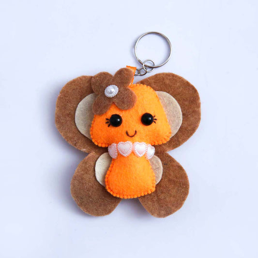 Orange Butterfly Felt Keytag