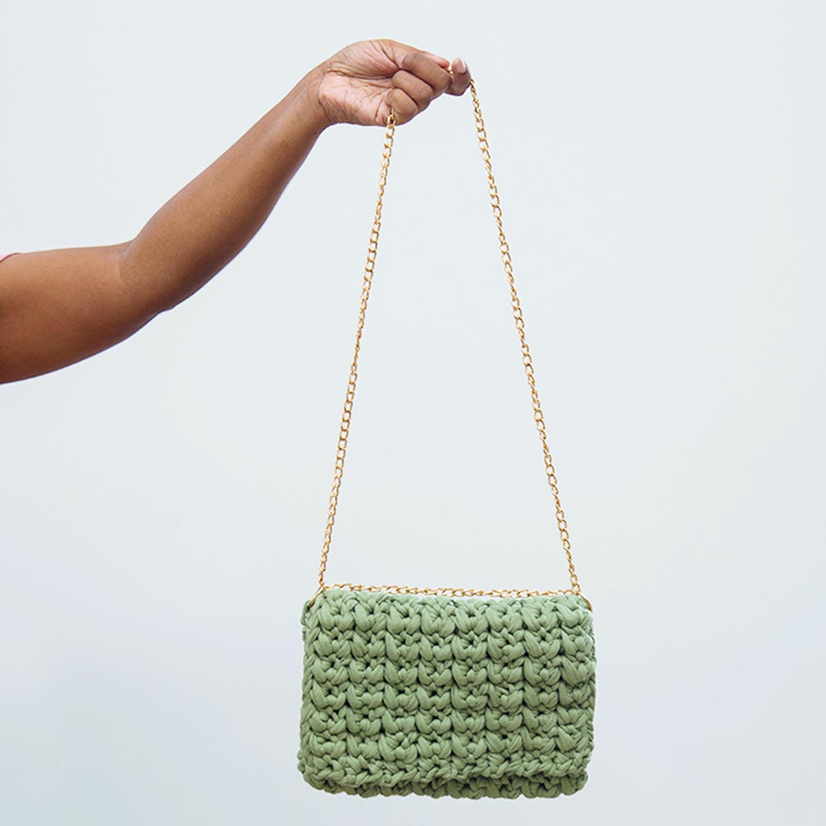 Sage Crotchet Clutch with Chain