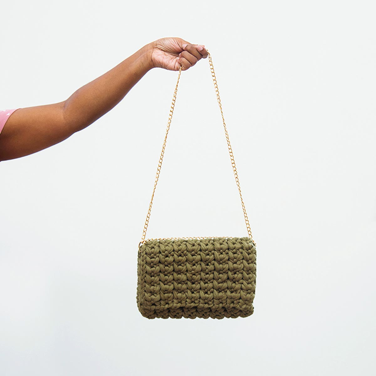 Olive Crotchet Clutch with Chain