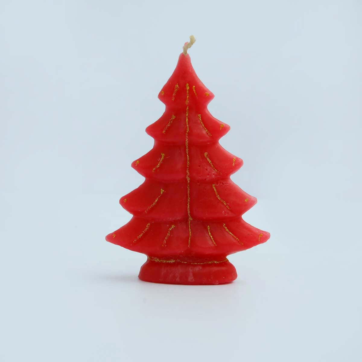 Red Glittery Christmas Tree Candle