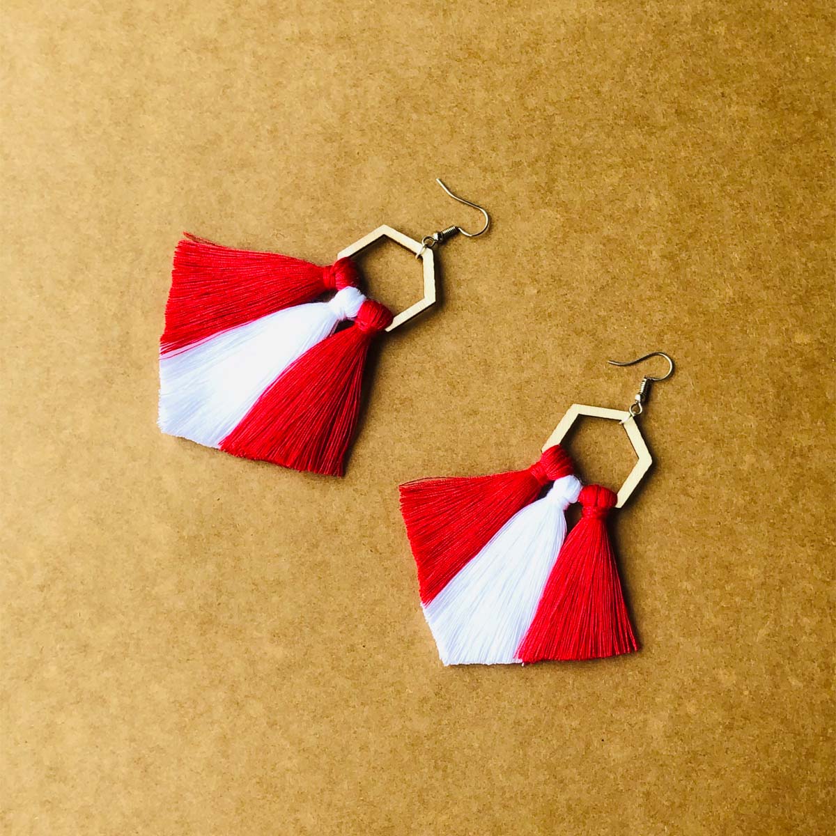 Wooden Tulip Tassel Earrings