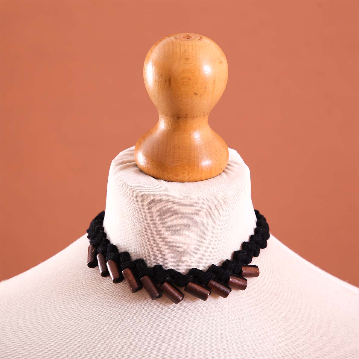 Ebony Beads Crochet Necklace